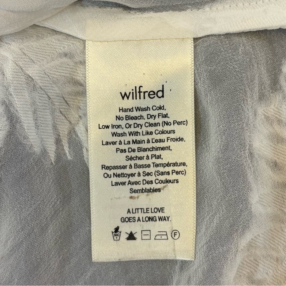 Aritzia Wilfred Sz S Blayze cropped blouse in a white leaf semi-sheer fabric - Picture 6 of 11